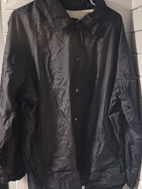 Women's Black Windbreaker Jacket - Lightweight Button Front